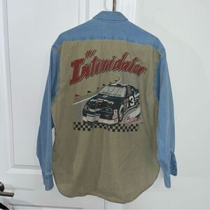 Vintage Dale Earnhardt North Carolina Blue Corduroy Shirt NASCAR The Intimidator